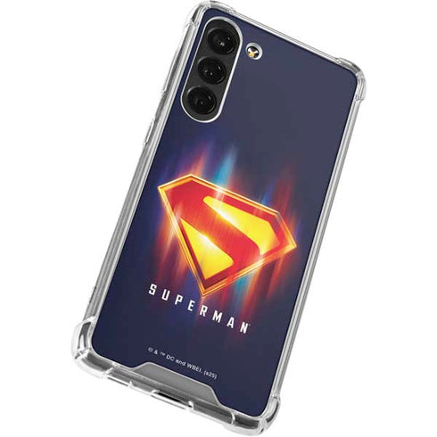 Superman 2025 Energy Shield Neon Emblem Galaxy S23 FE Clear Case